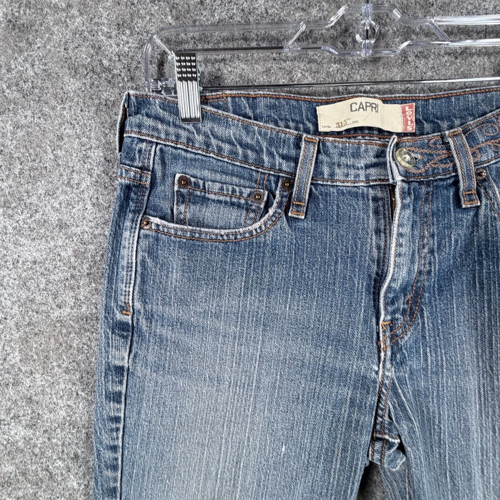 Levis 515 Capri Jeans Women 8 Blue Denim Cotton Mid Rise Straight Leg Cuffed Hem - Picture 6 of 16